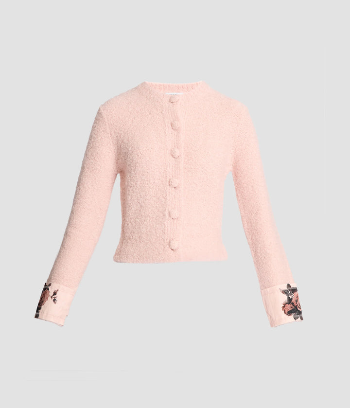 ERDEM BOUCLE CARDIGAN IN ROSE