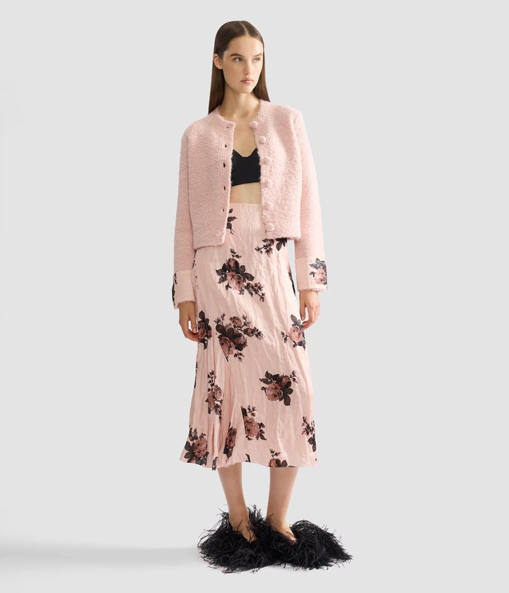 ERDEM BOUCLE CARDIGAN IN ROSE