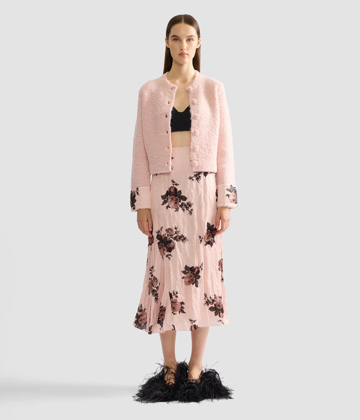 ERDEM BOUCLE CARDIGAN IN ROSE