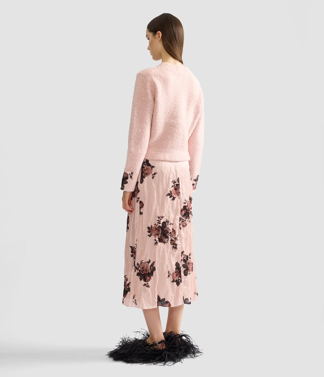 ERDEM BOUCLE CARDIGAN IN ROSE