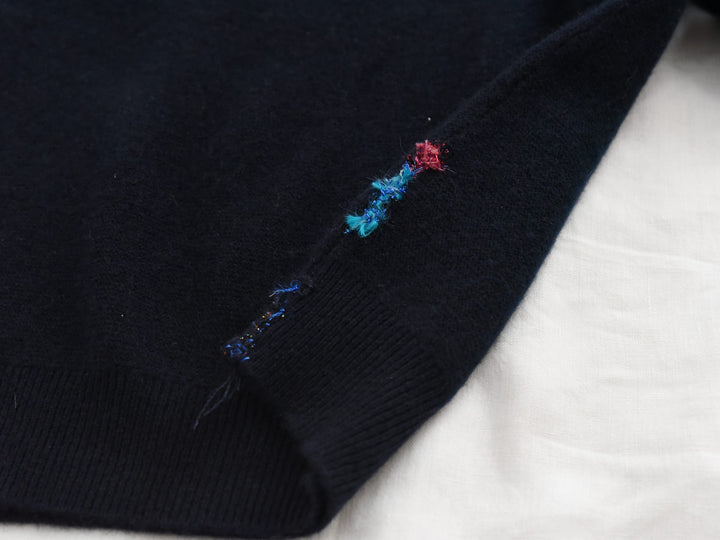 MAKIE ANTONIA ROSSI HAND-EMBROIDERED BACK BUTTON CASHMERE SWEATER