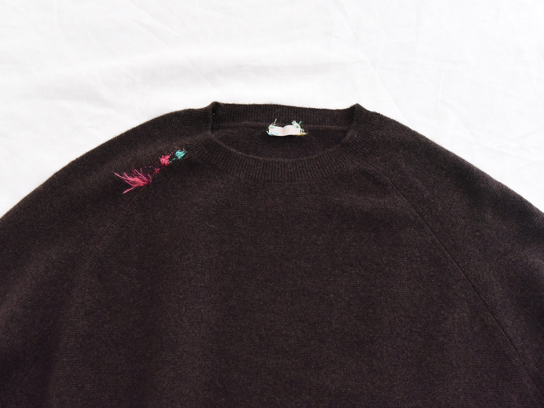 MAKIE ANTONIA ROSSI HAND-EMBROIDERED BACK BUTTON CASHMERE SWEATER