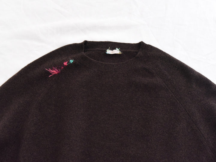MAKIE ANTONIA ROSSI HAND-EMBROIDERED BACK BUTTON CASHMERE SWEATER