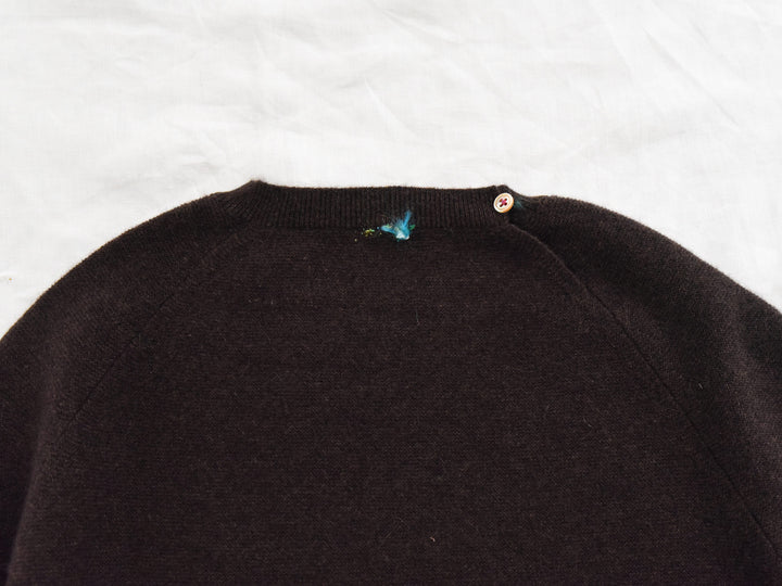 MAKIE ANTONIA ROSSI HAND-EMBROIDERED BACK BUTTON CASHMERE SWEATER