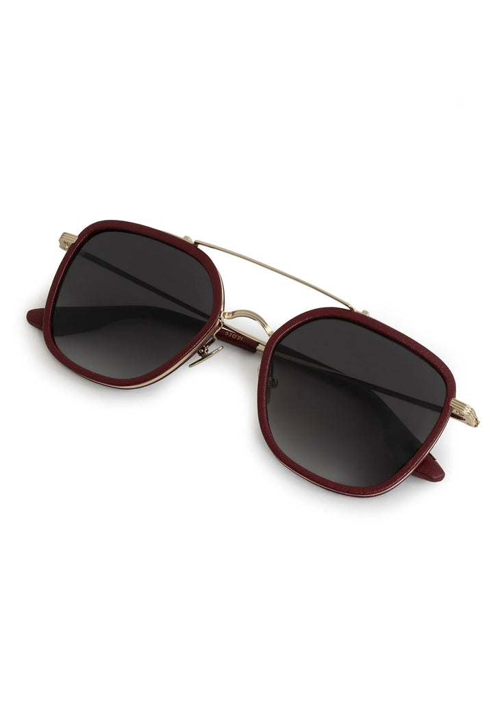 KREWE | AUSTIN | 12K TITANIUM BURGUNDY LEATHER