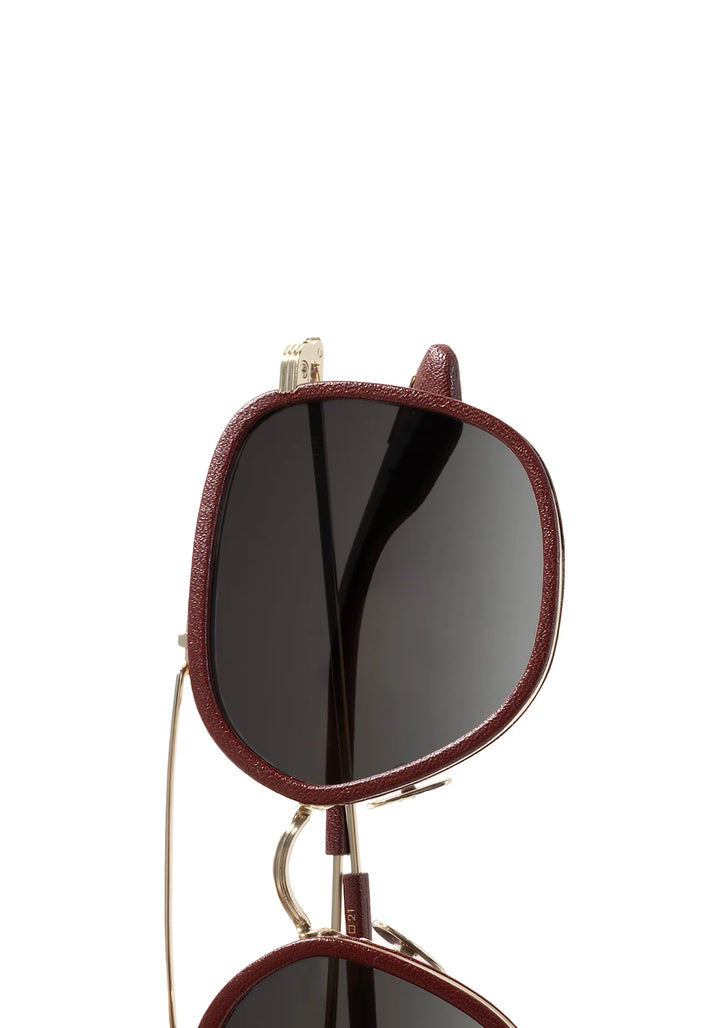 KREWE | AUSTIN | 12K TITANIUM BURGUNDY LEATHER