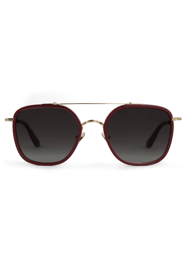 KREWE | AUSTIN | 12K TITANIUM BURGUNDY LEATHER