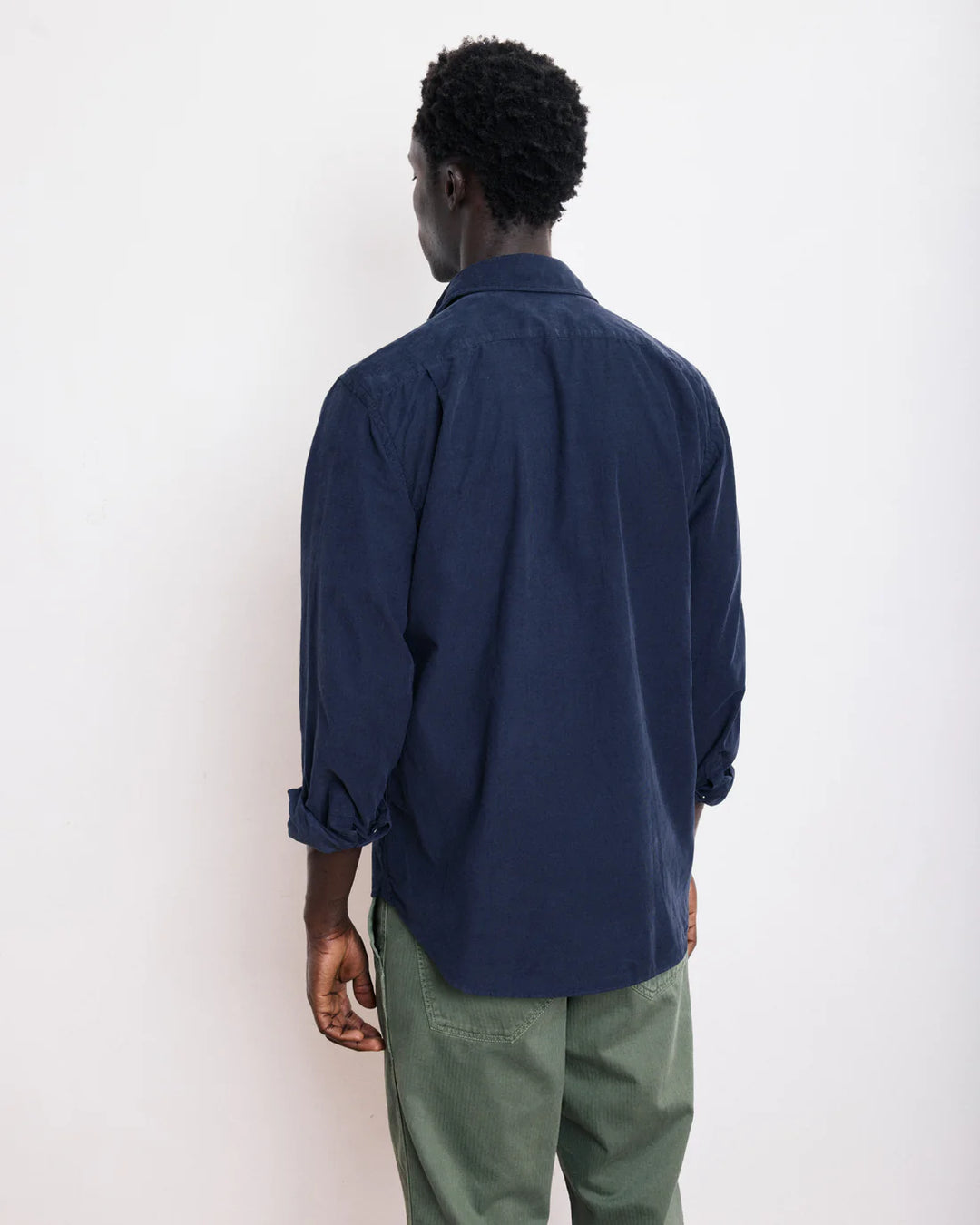 HARTFORD PAUL NAVY THIN CORDUROY SHIRT