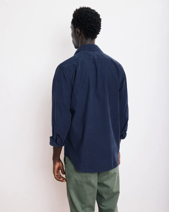 HARTFORD PAUL NAVY THIN CORDUROY SHIRT