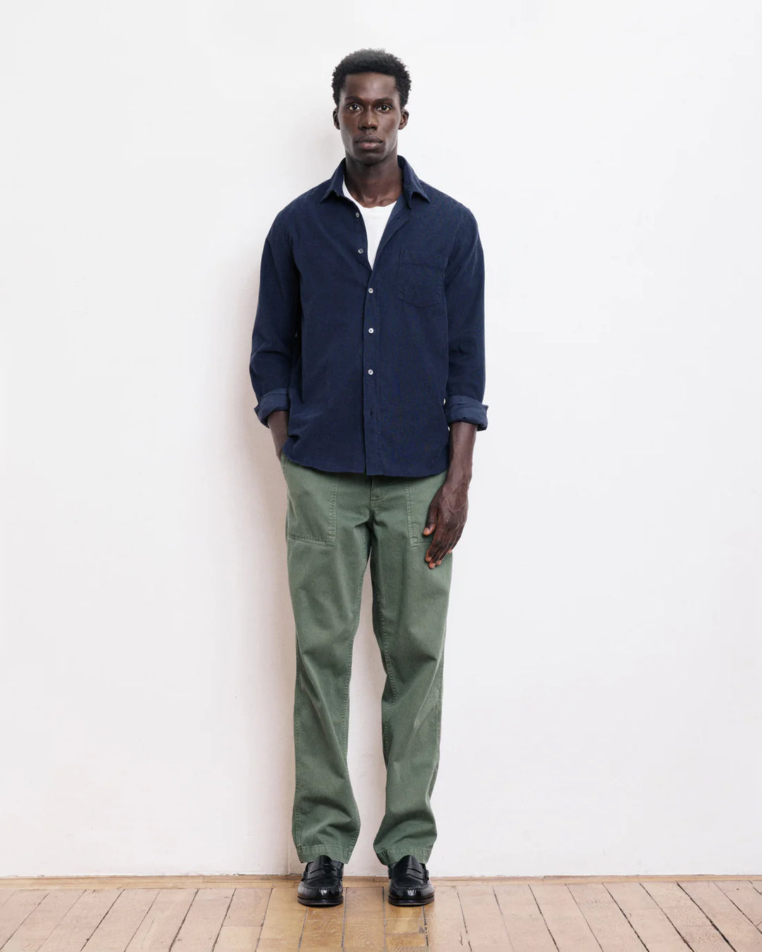 HARTFORD PAUL NAVY THIN CORDUROY SHIRT