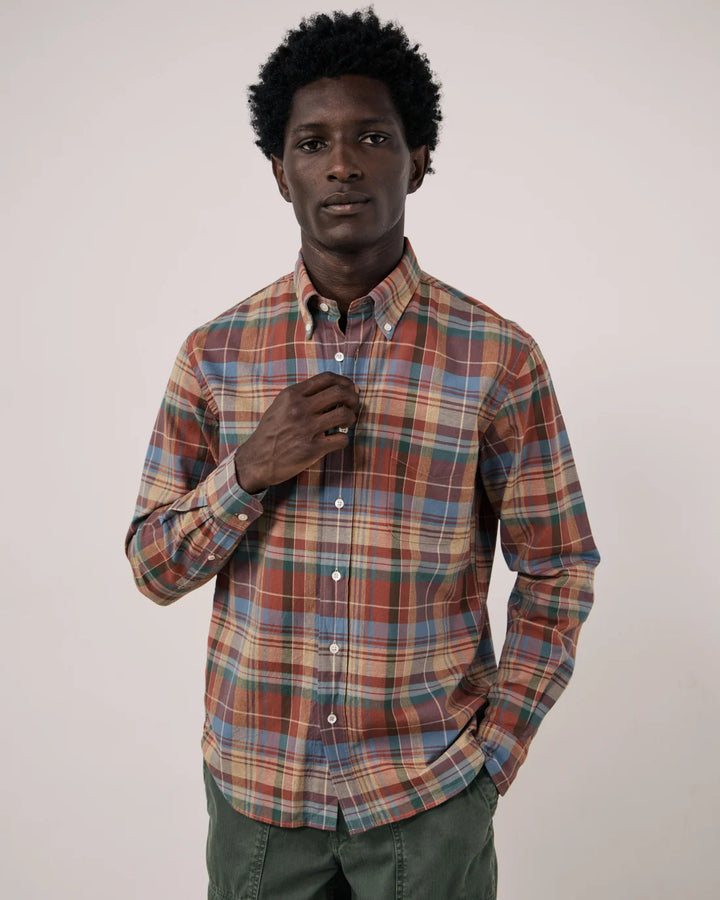 HARTFORD Pitt Men's Red Checked Cotton Shirt