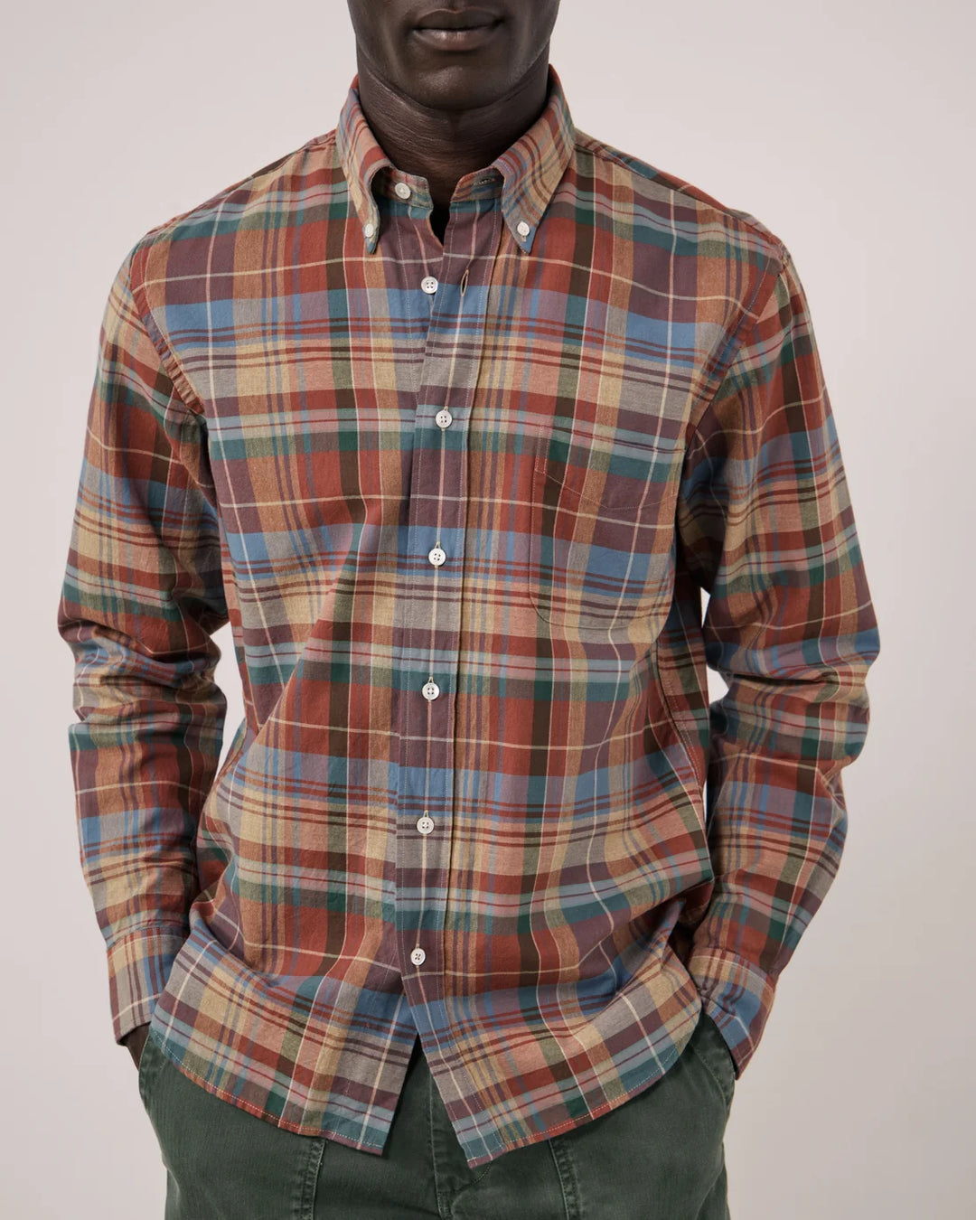 HARTFORD Pitt Men's Red Checked Cotton Shirt