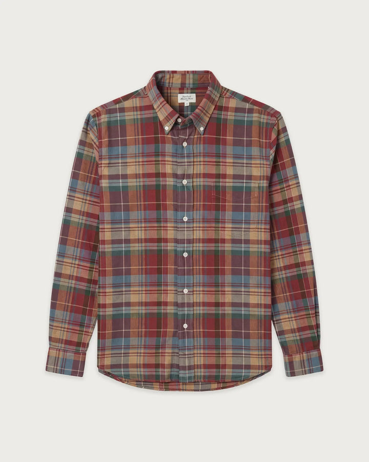 HARTFORD Pitt Men's Red Checked Cotton Shirt