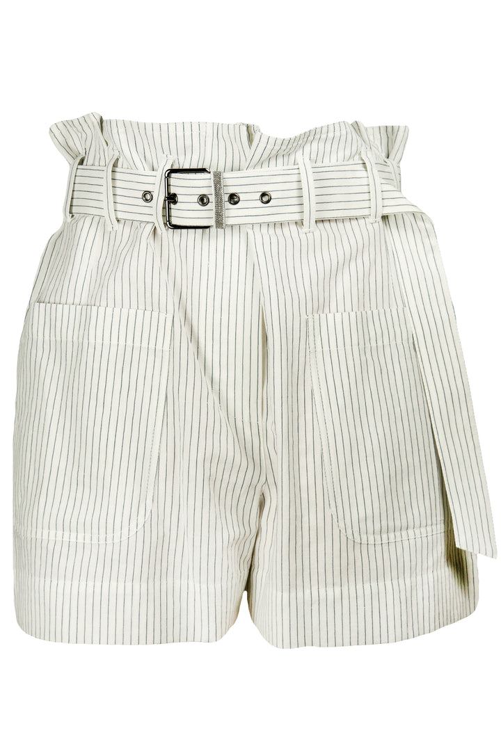 BRUNELLO CUCINELLI BELTED SHORT IN WHITE