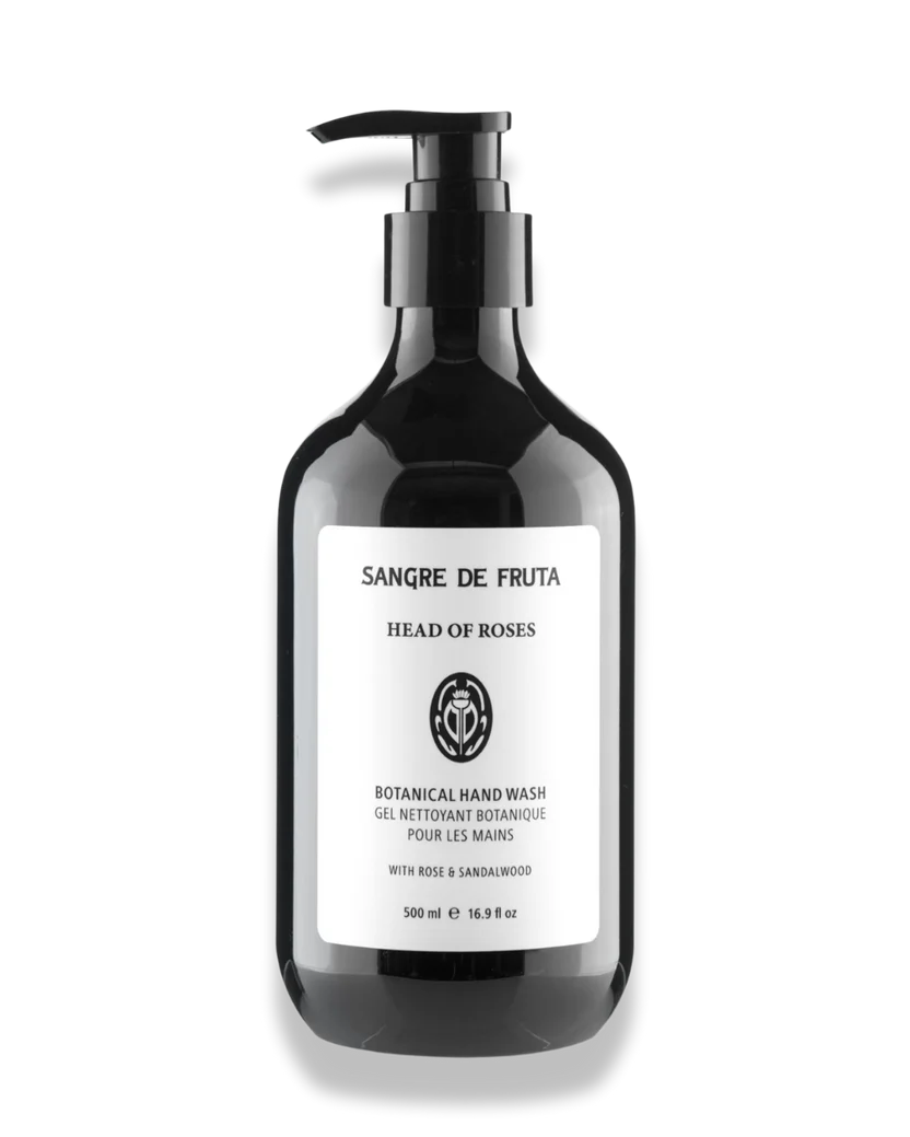 Sangre de Fruta botanical hand wash bottle on a white background