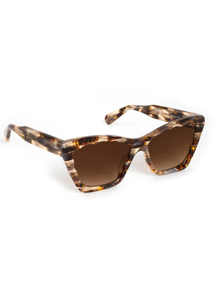 Black sunglasses with dark lenses on a white background