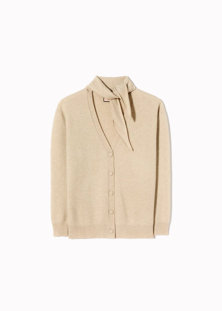 PLAN C CREME CARDIGAN WITH SHAWL