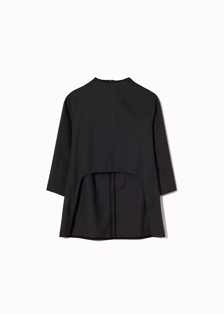 PLAN C ASYMMETRIC WOOL TWILL TUNIC SHIRT