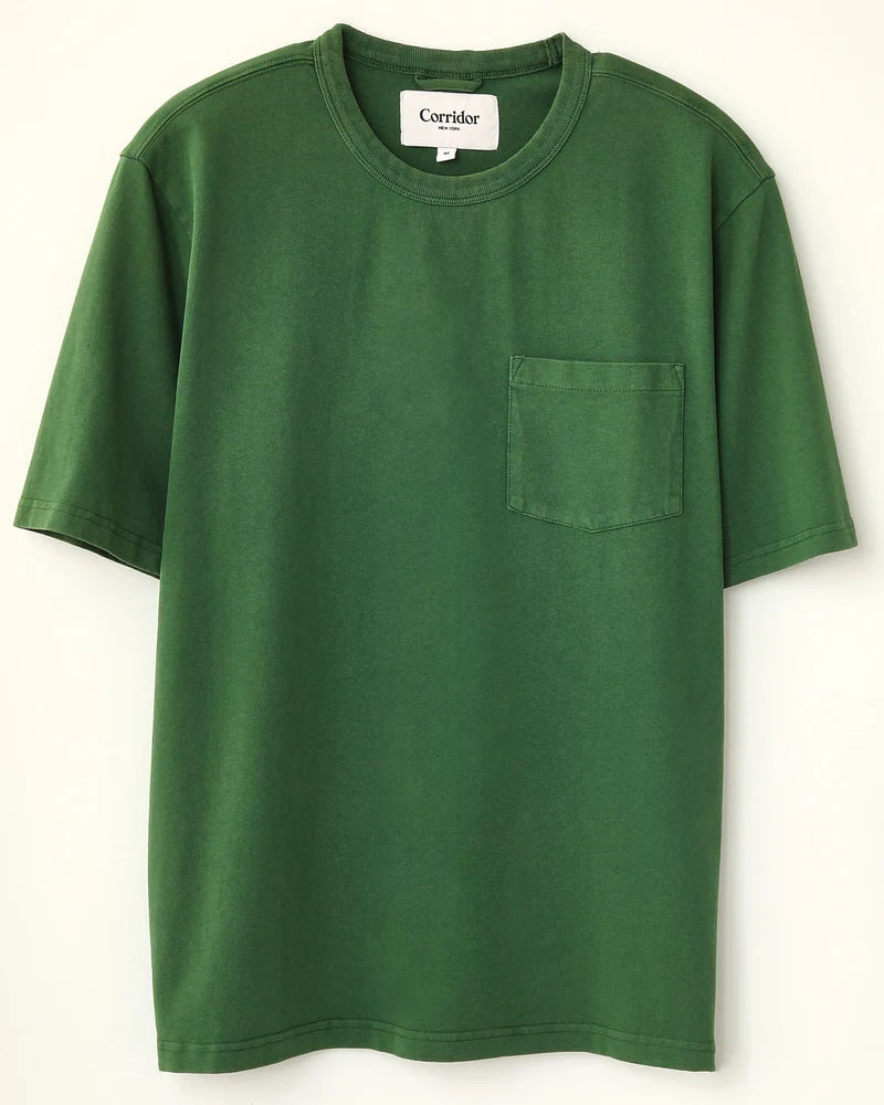 CORRIDOR GREEN T-SHIRT WITH CHEST POCKET