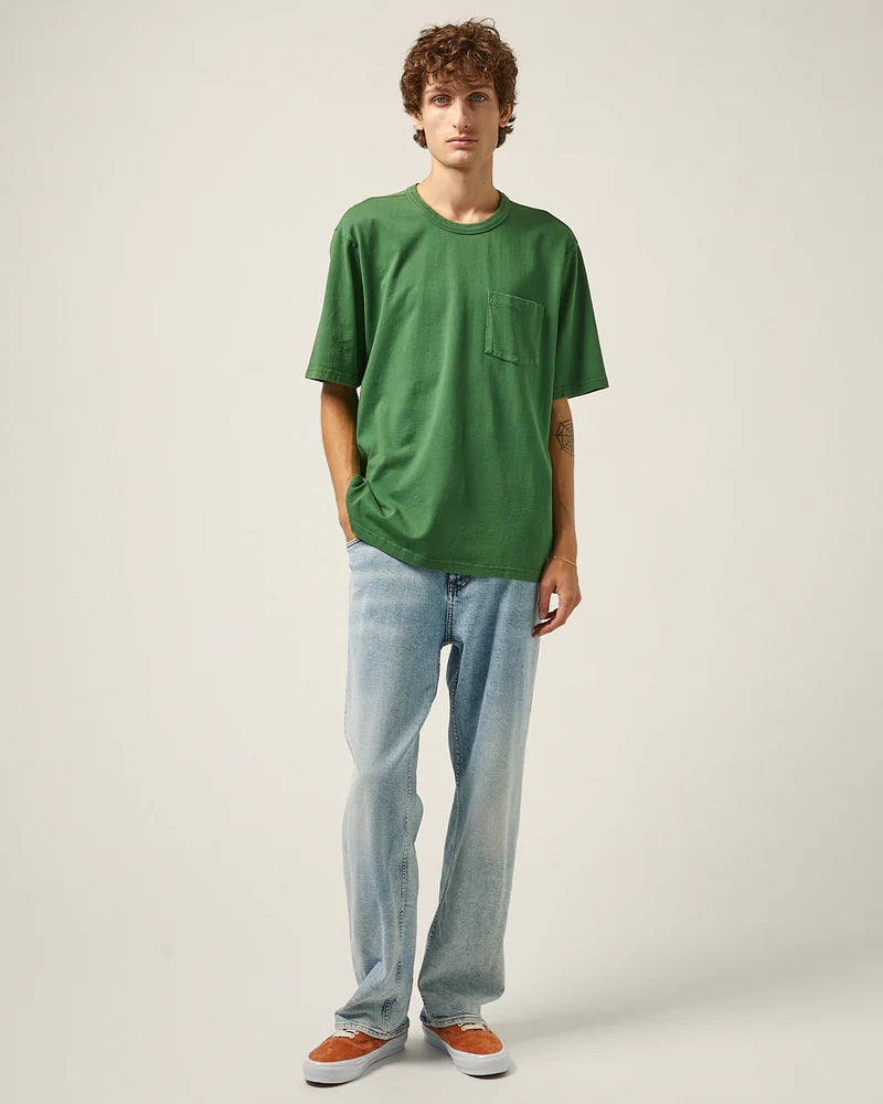 CORRIDOR GREEN T-SHIRT WITH CHEST POCKET ON MODEL