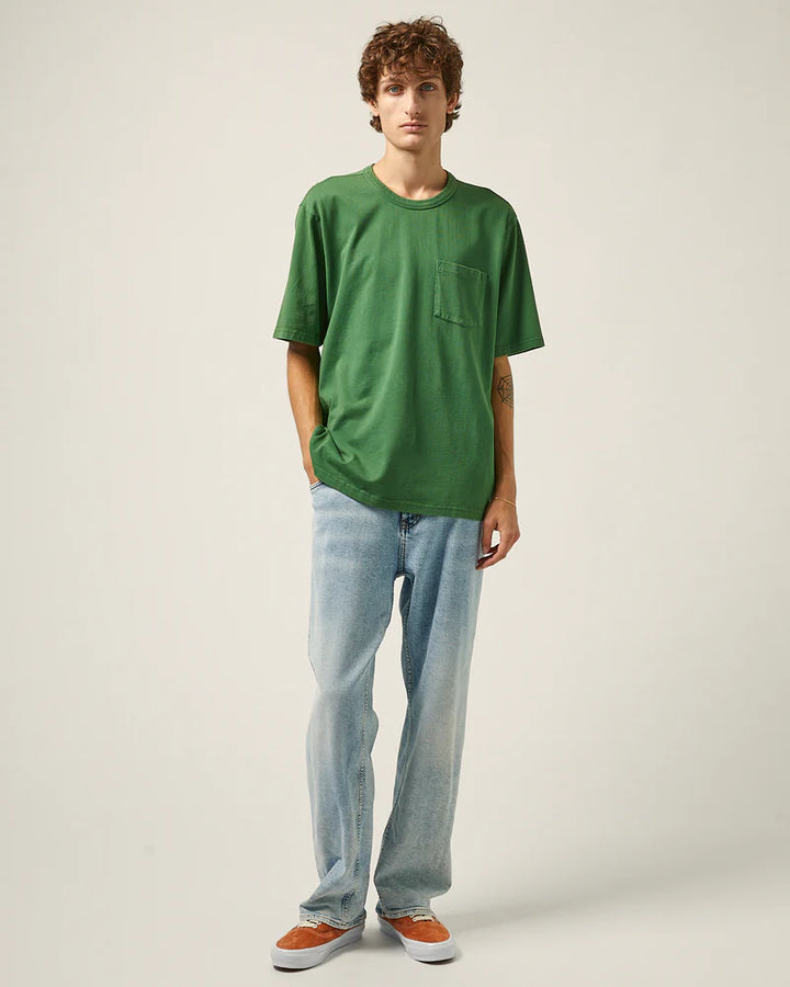 CORRIDOR GREEN T-SHIRT WITH CHEST POCKET ON MODEL