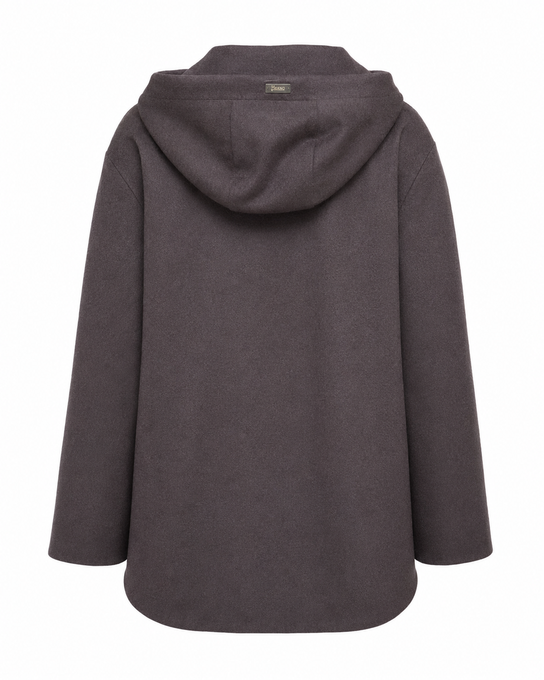 A dark brown hooded cardigan or coat shown from the back, featuring a relaxed fit and long sleeves, photographed against a solid white background.