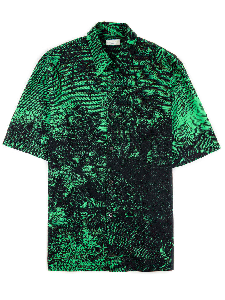 DRIES VAN NOTEN GREEN/BLACK CLASEN SHIRT