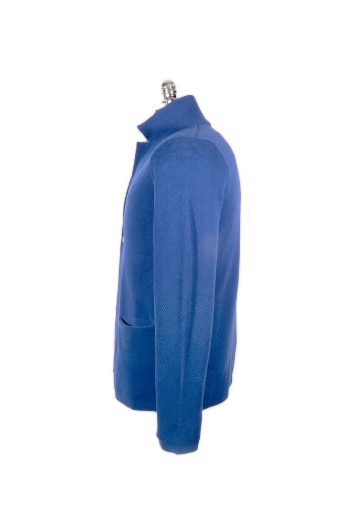 LUCIANO BARBERA BLUE COTTON JERSEY SWEATER JACKET