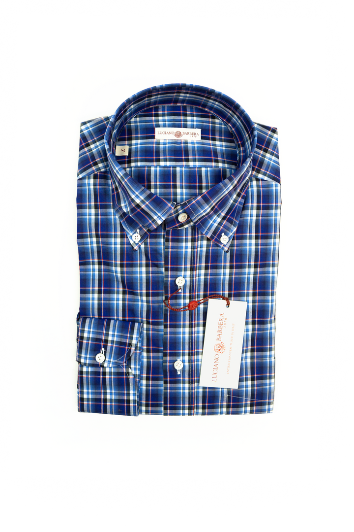 LUCIANO BARBERA BLUE PLAID SHIRT