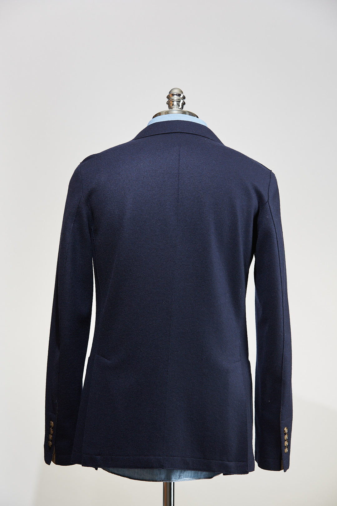 ELEVENTY LASER CUT JACKET IN NAVY WOOL FLANNEL STRETCH