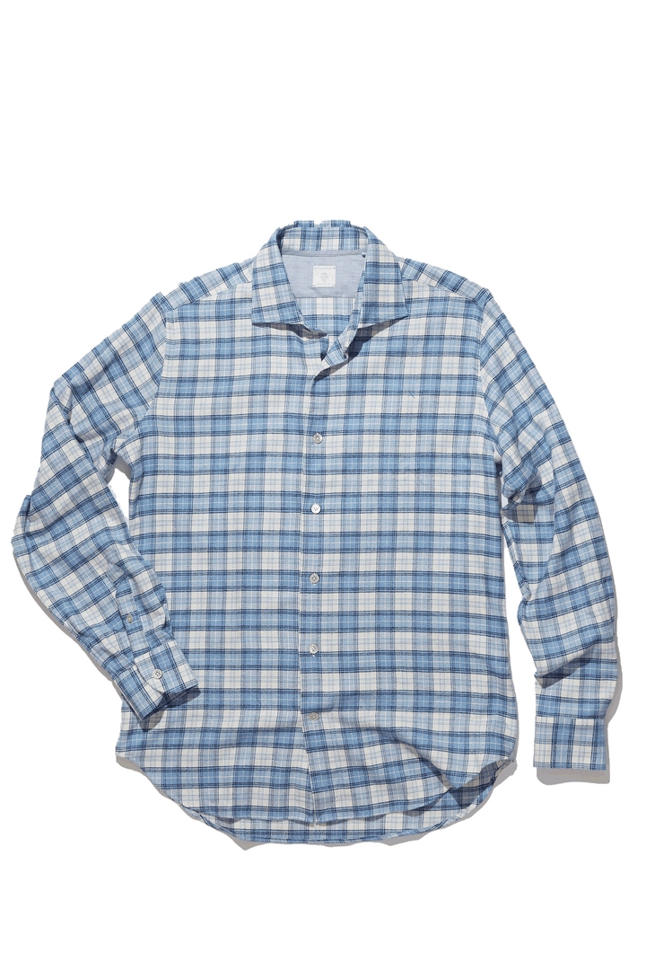Eleventy Blue & White Flannel Shirt
