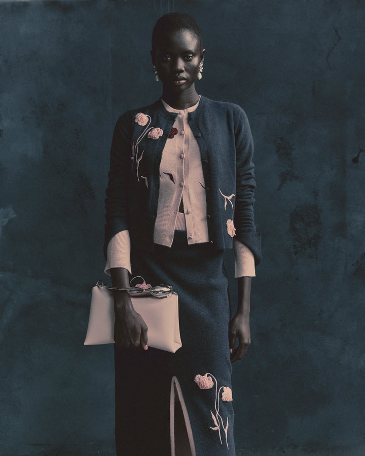 ERDEM EMBROIDERED FITTED CARDIGAN