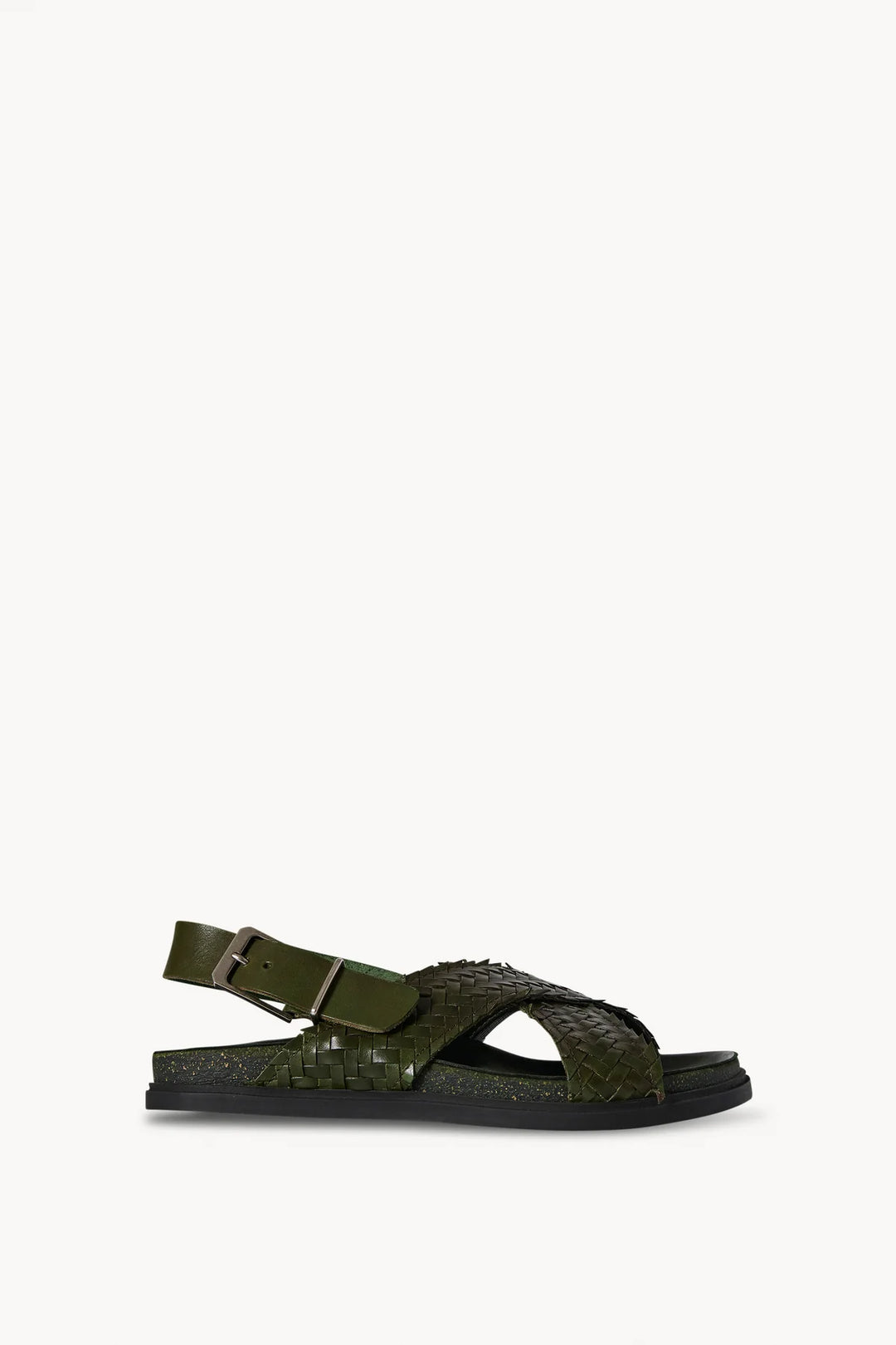 F1462WL74DGN_THE_ROW_BUCKLE_SANDAL_IN_DARK_GREEN_LAWRENCE_COVELL