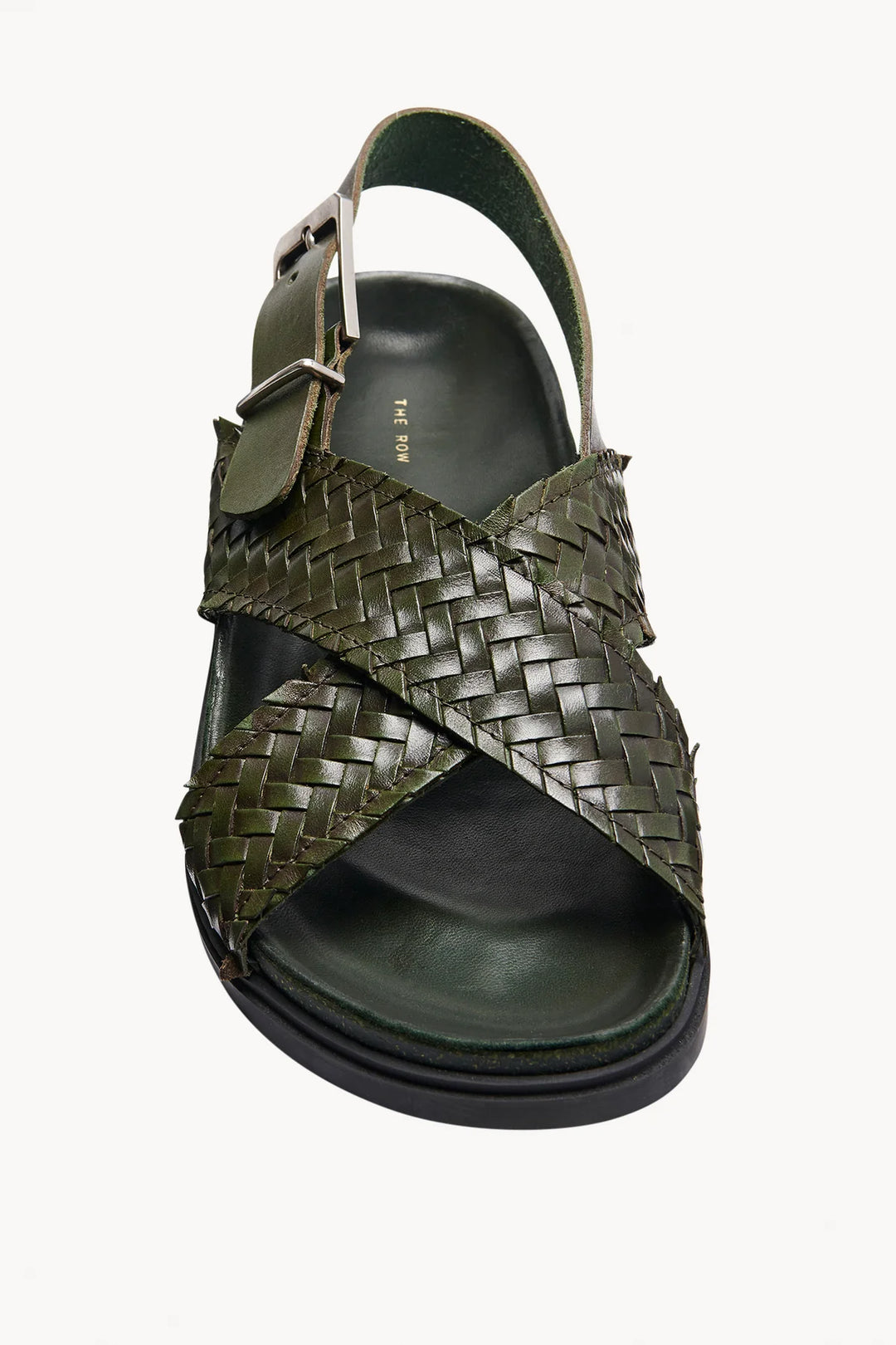 F1462WL74DGN_THE_ROW_BUCKLE_SANDAL_IN_DARK_GREEN_LAWRENCE_COVELL_2