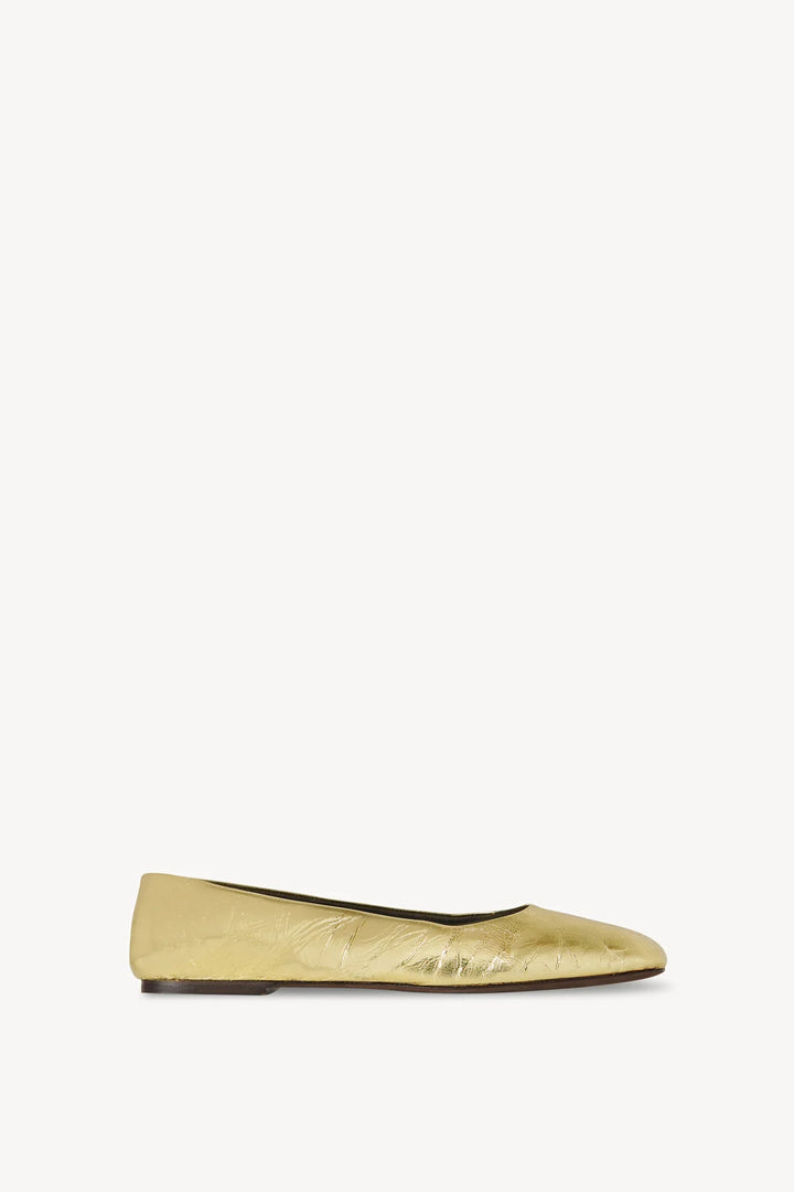 THE ROW SQUARE BALLET IN GOLD LEATHER