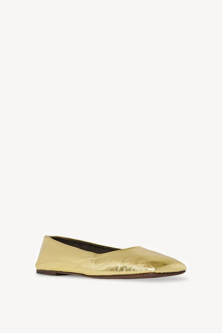 THE ROW SQUARE BALLET IN GOLD LEATHER