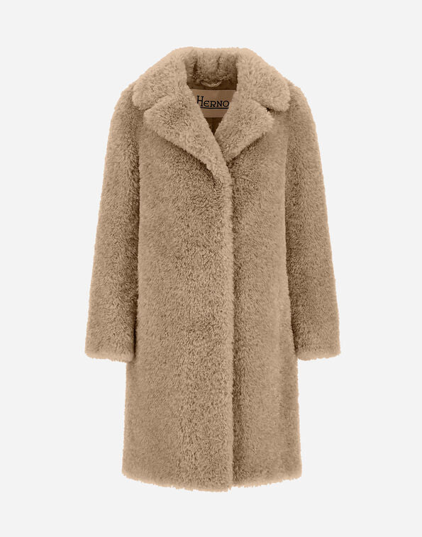 HERNO CURLY FAUX FUR COAT