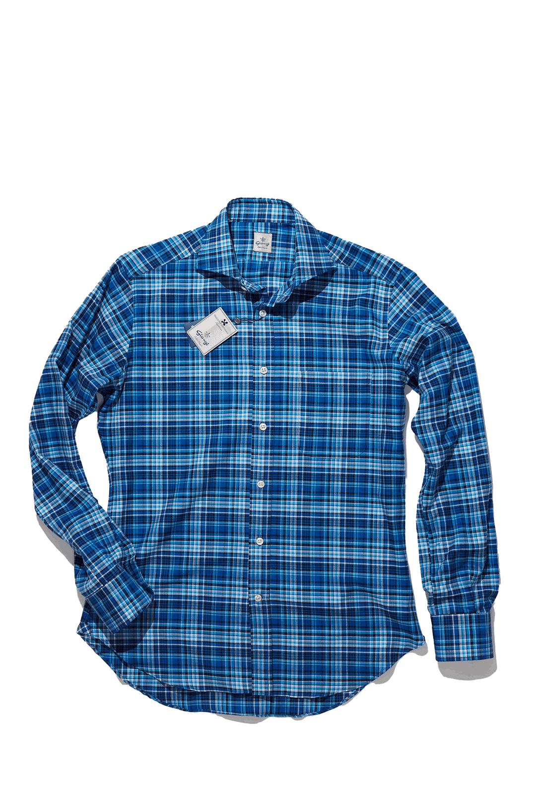 Giangi Sky Blue and Navy Plaid Flannel