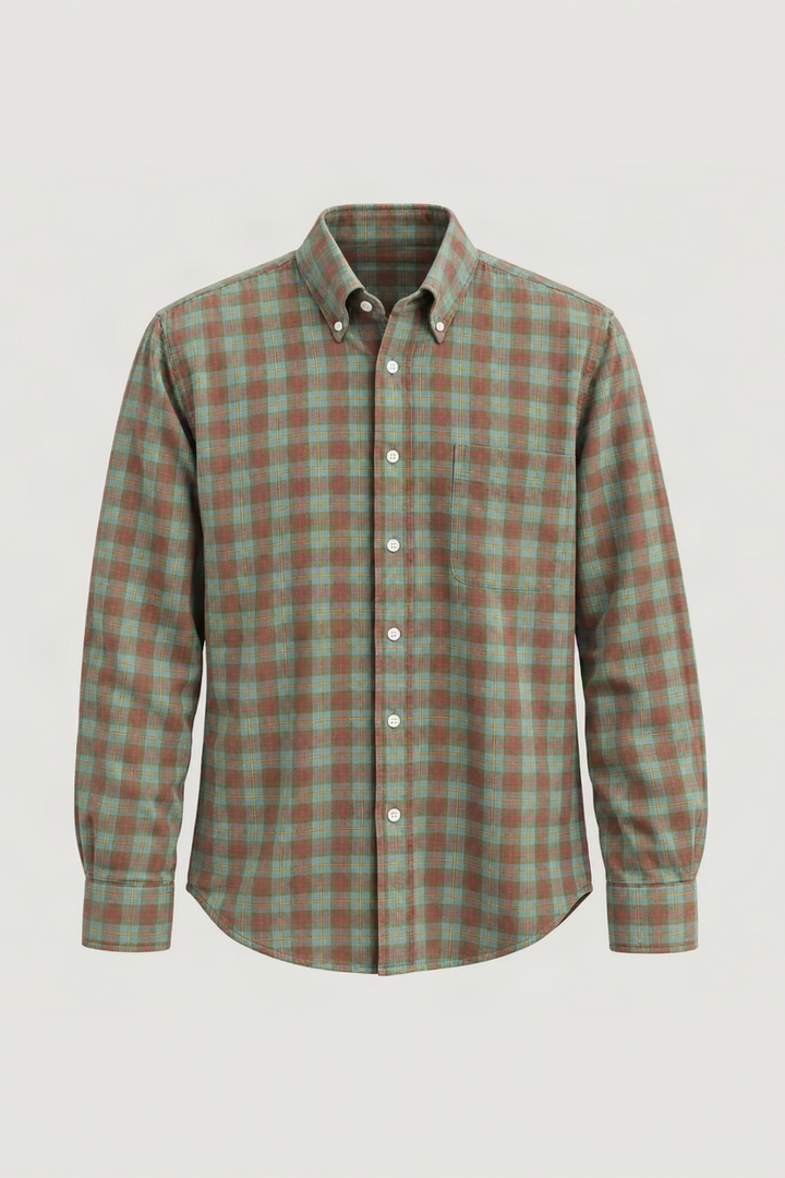 HARTFORD PITT RED-GREEN PLAID SHIRT