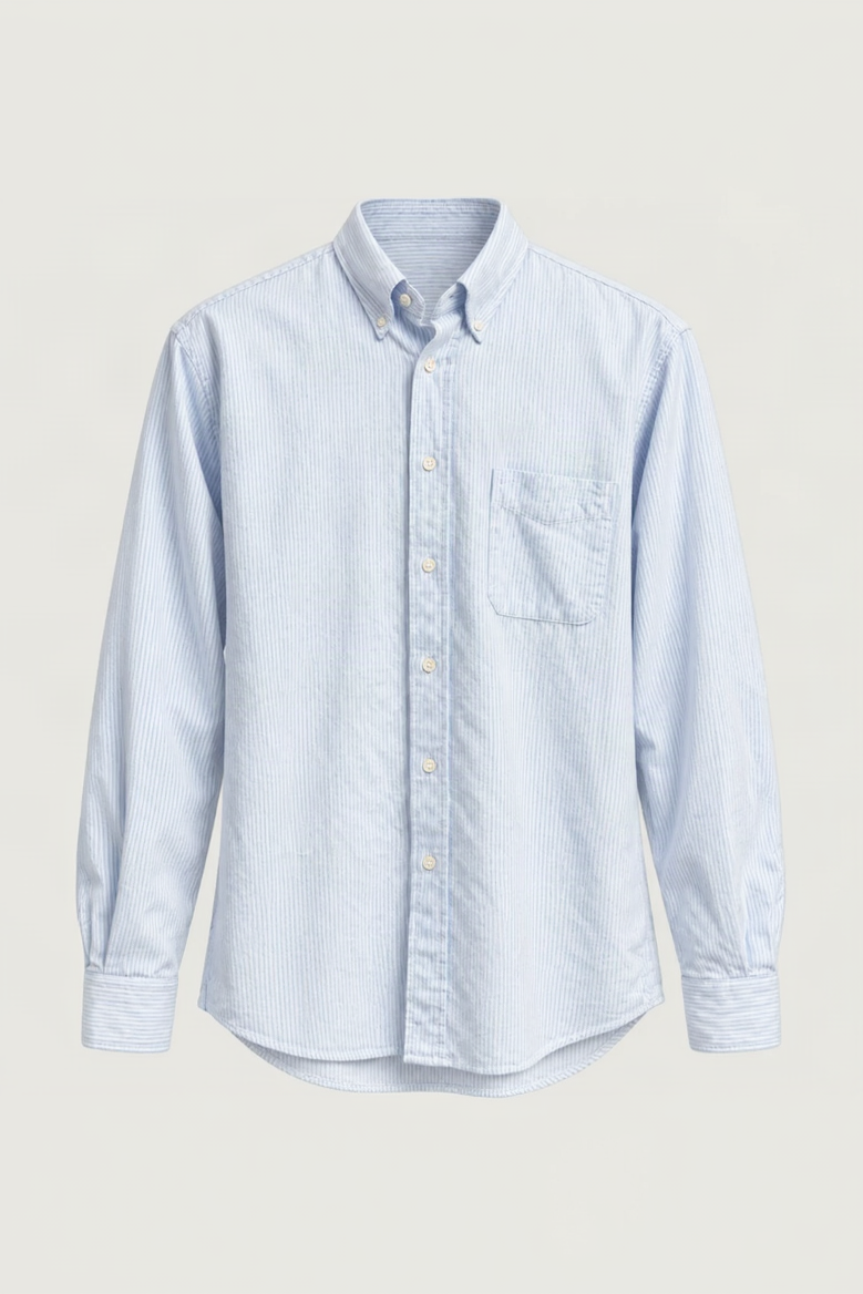 HARTFORD PITT BRUSHED OXFORD STRIPE SHIRT IN LIGHT BLUE