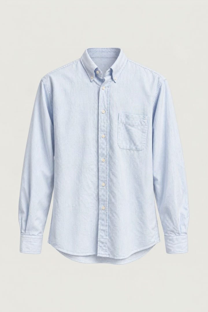 HARTFORD PITT BRUSHED OXFORD STRIPE SHIRT IN LIGHT BLUE