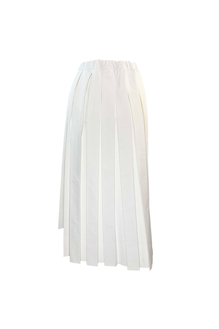 PLAN C PLEATED SKIRT IN WHITE