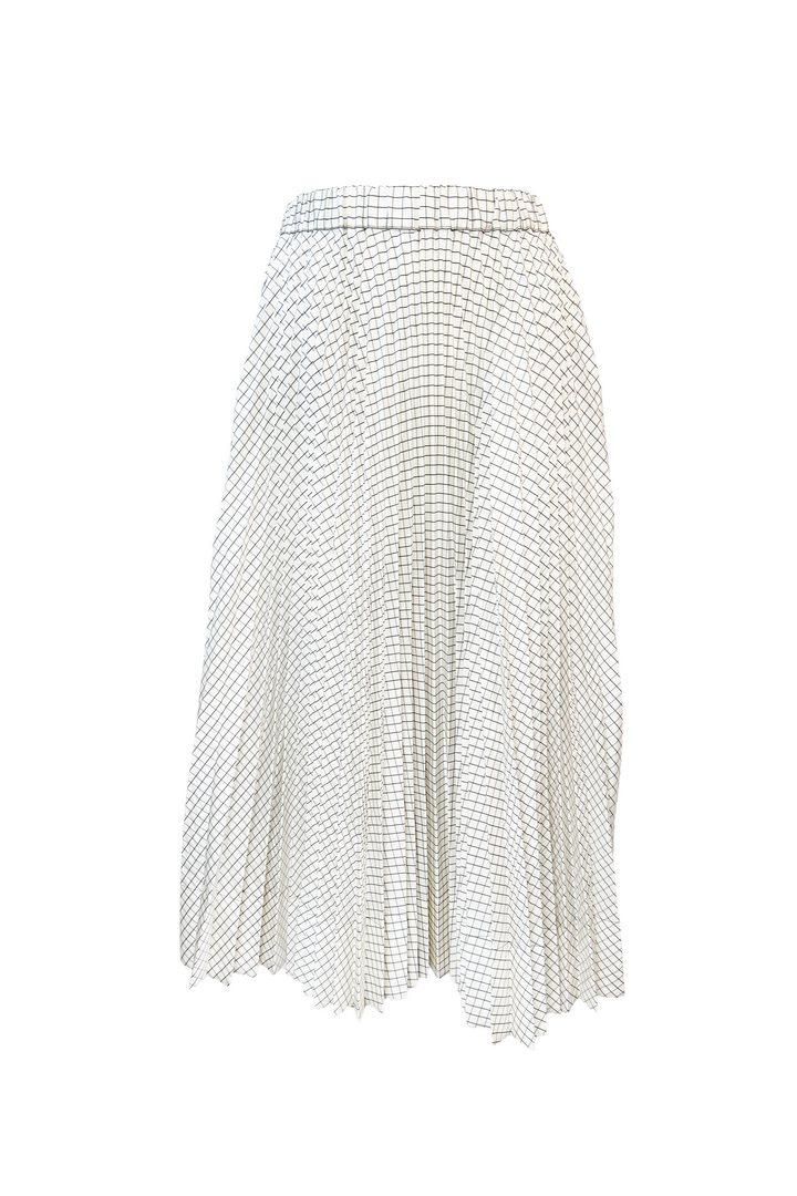 PLAN C PLEATED SKIRT IN GRID PRINT