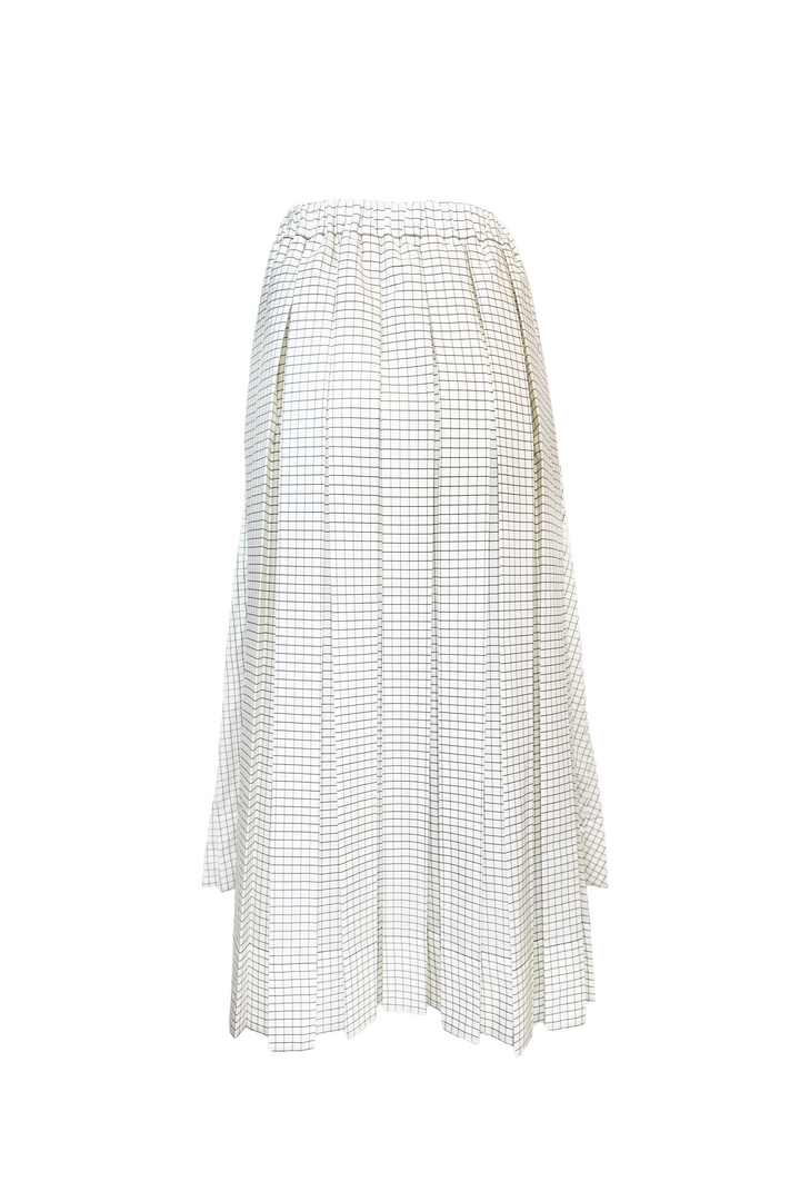 PLAN C PLEATED SKIRT IN GRID PRINT