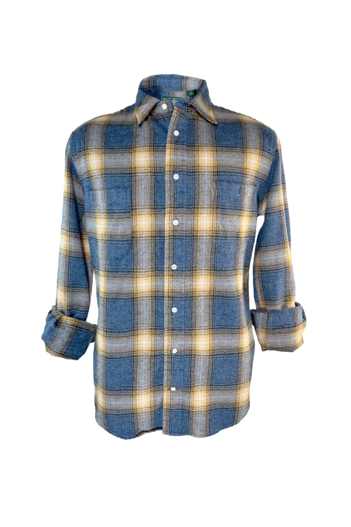 GITMAN VINTAGE BLUE ORANGE PLAID SHIRT