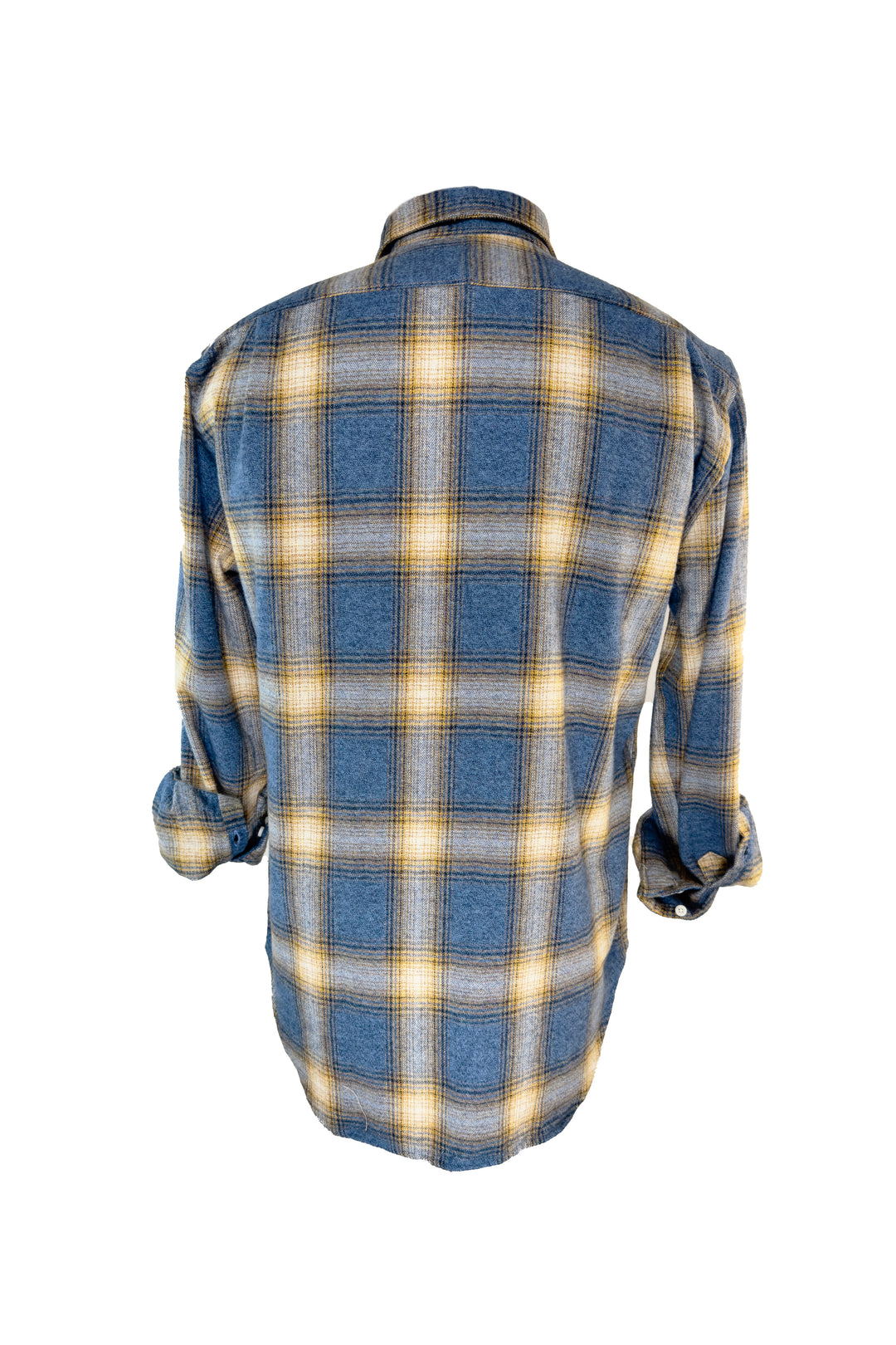 GITMAN VINTAGE BLUE ORANGE PLAID SHIRT