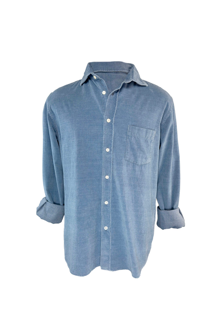 HARTFORD INDIGO BABY CORD SHIRT