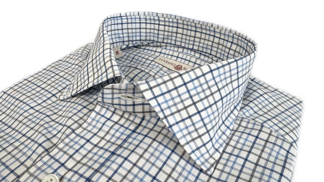 LUCIANO BARBERO GREY BLUE WHITE SHIRT