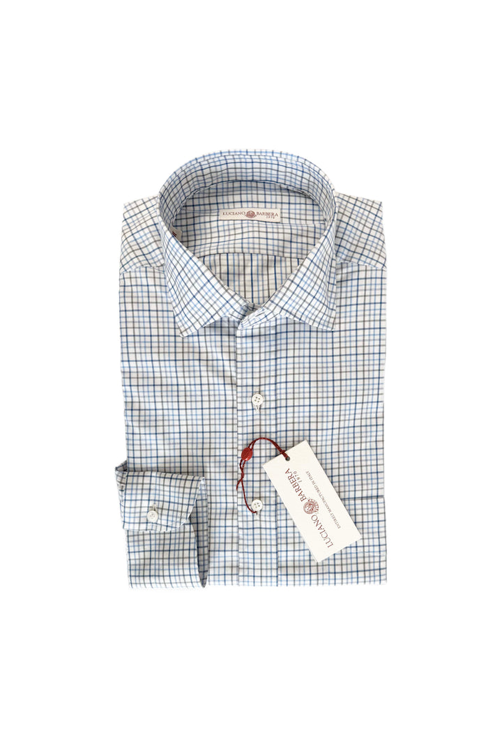 LUCIANO BARBERO GREY BLUE WHITE SHIRT