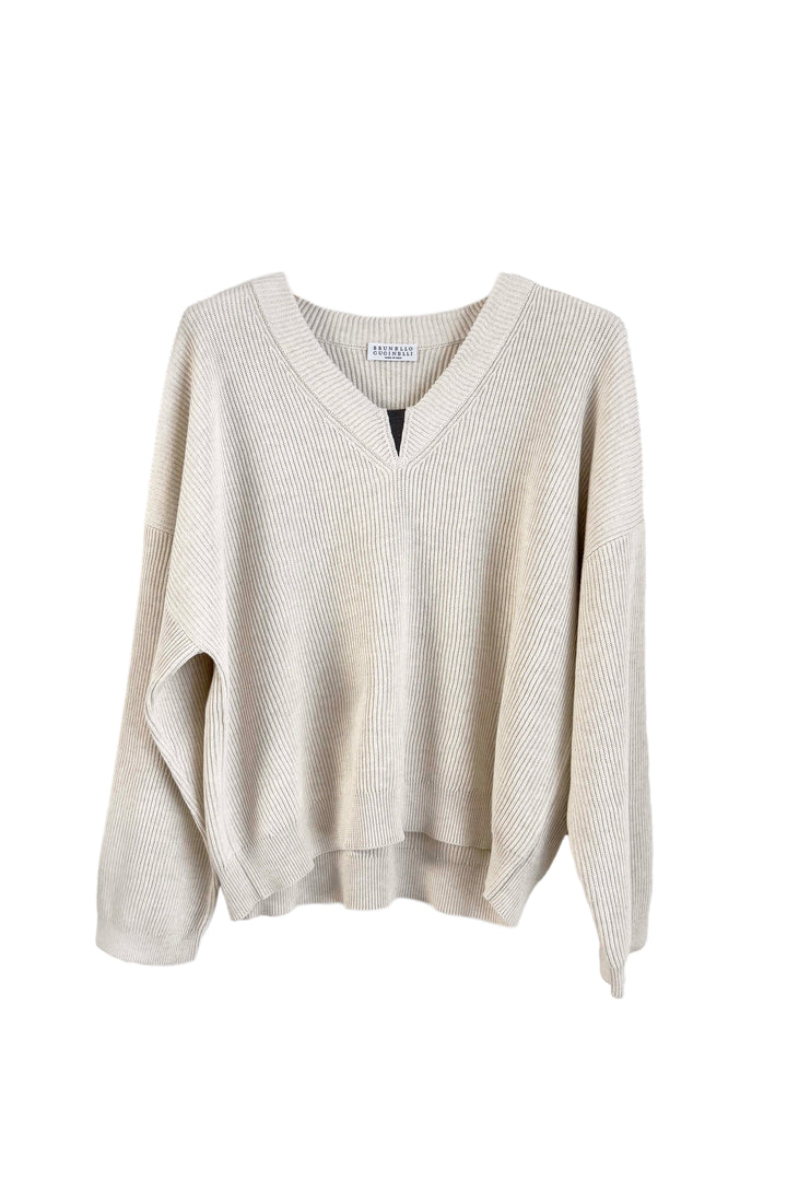 BRUNELLO CUCINELLI RIB V-NECK SWEATER